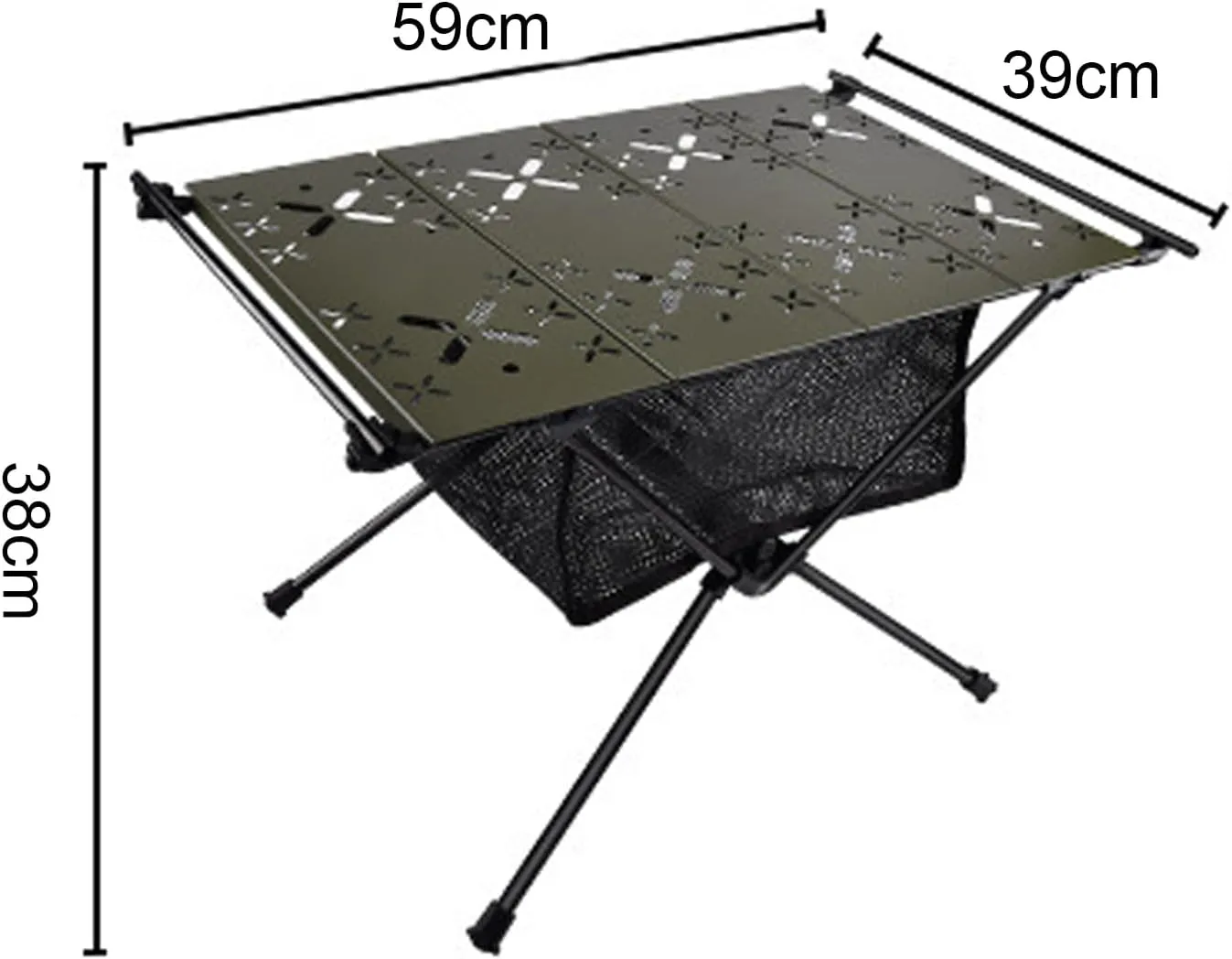 Outdoor Folding Portable Picnic Table Barbecue Camping Table with Mesh Bag Aluminum Alloy Outdoor Grill Camping Folding Table High Stability 20kg Load Portable BBQ Table Black B