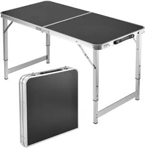 Outdoor Folding Table, Camping Tables Adjustable 3 Heights, Aluminum Camping Table for Home Camping, Patio, Picnic, BBQ