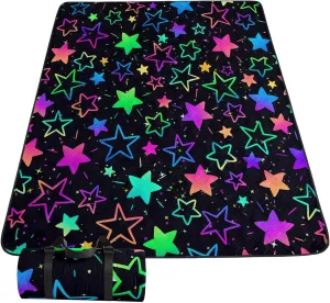 Outdoor Picnic Blanket,Portable Sandproof Waterproof Picnic Mat,Colorful Stars Printed Camping Beach Mat for Sand and Wet Grass Hiking (Colorful Stars S)