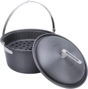 Outdoor Picnic Pot 5L Large Capacity Portable Camping Cookware Kit for Barbecue Cooking Boiling Steaming Grilling