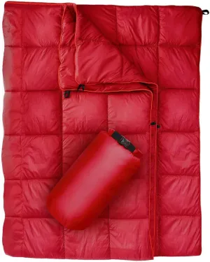 Outdoor Puffy Camping Blanket, Lightweight Down Alternative Puffy Printed Camping Large Ultra Warm Hammock Top Quilt Waterproof Blanket for Traveling Picnic Beach Party Cold Weather (Red)