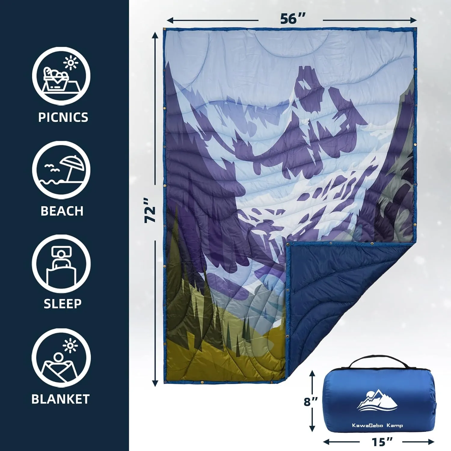 Outdoor Puffy Camping Blanket, Lightweight Windproof Warm Stadium Blanket, Packable Travel Camping Quilt for Cold Weather, Hiking, Backpacking, Sleeping, Hammock, Adventure 78"x 56"