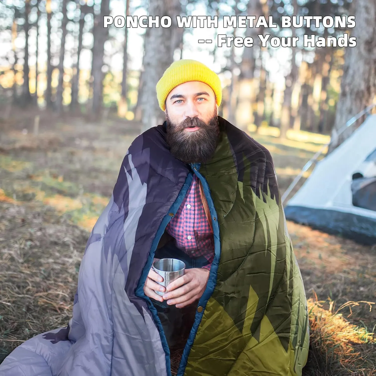 Outdoor Puffy Camping Blanket, Lightweight Windproof Warm Stadium Blanket, Packable Travel Camping Quilt for Cold Weather, Hiking, Backpacking, Sleeping, Hammock, Adventure 78"x 56"
