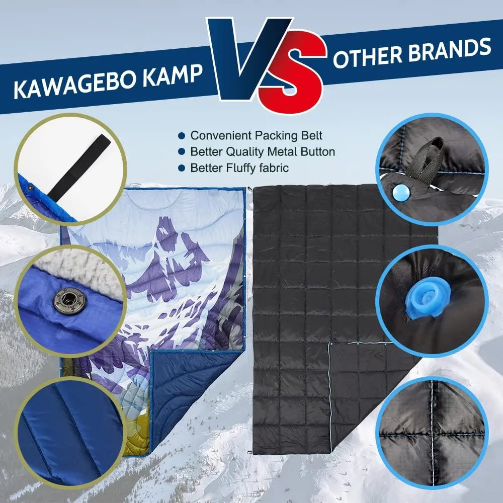 Outdoor Puffy Camping Blanket, Lightweight Windproof Warm Stadium Blanket, Packable Travel Camping Quilt for Cold Weather, Hiking, Backpacking, Sleeping, Hammock, Adventure 78"x 56"