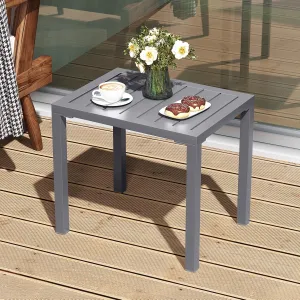 Outdoor Side Table Aluminum Small Outdoor Coffee Table Metal Outdoor End Table Outside Side Table for Patio Garden Bistro Poolside(Grey)