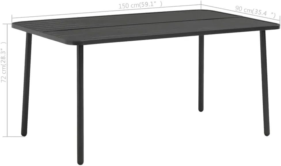 Outdoor Table, Dark Grey E-Coated and Powder-Coated Steel, Dining, Foldable, Coffee, Camping, Outdoor Furniture