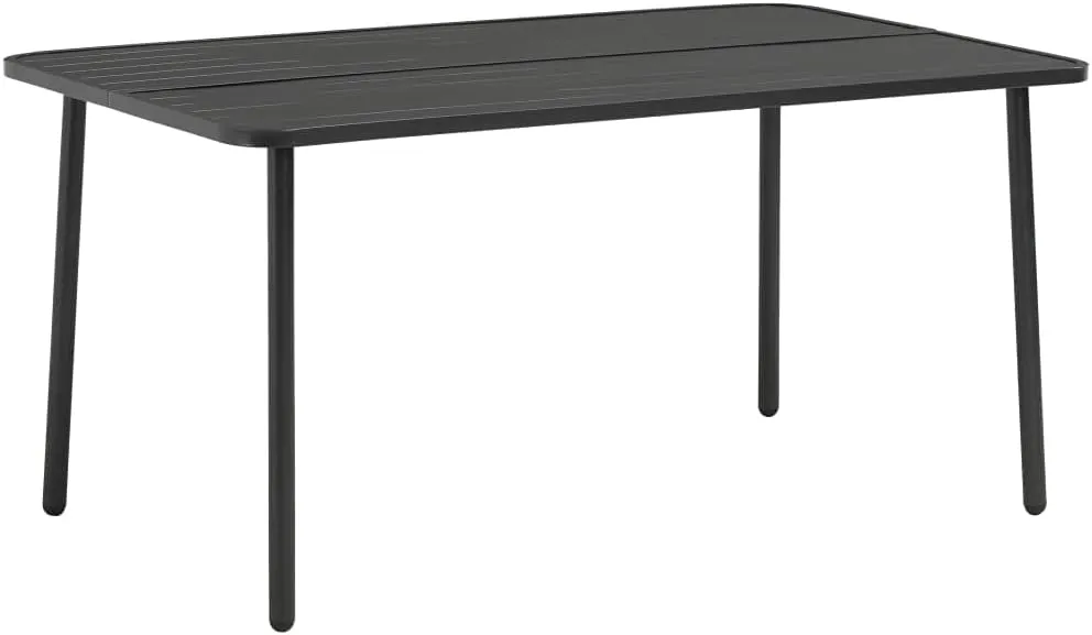 Outdoor Table, Dark Grey E-Coated and Powder-Coated Steel, Dining, Foldable, Coffee, Camping, Outdoor Furniture