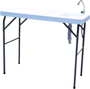 Outdoor Washing Table with Faucet,Fish Cleaning Table with Sink,Portable Folding Camping Table,Camping Picnic Table