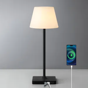 Outdoor Waterproof Cordless Table Lamp, 4000mAh Portable Rechargeable Battery Powered Dimmable LED Touch Table Light, Modern Night Light for Bedroom, Bathroom, Restaurant, Garden (Black 14.5")