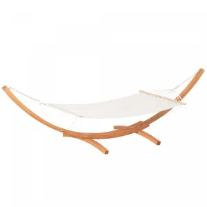 Outsunny Patio Hammock With Stand, Outdoor Arch Wooden Hammock Bed, Camping Hammock W/ Straps And Ho|Outsunny Hamac De Camping Arche Exterieure En Bois Hamac Lit Avec Support Avec Sangles Et Crochets,