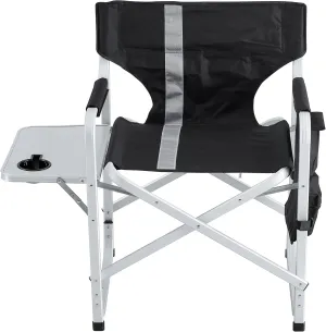 Oversized Heavy-Duty Aluminum Camping Chair with Oxford Cloth & Side Table - Portable Picnic & Fishing Seat (Black Gray)
