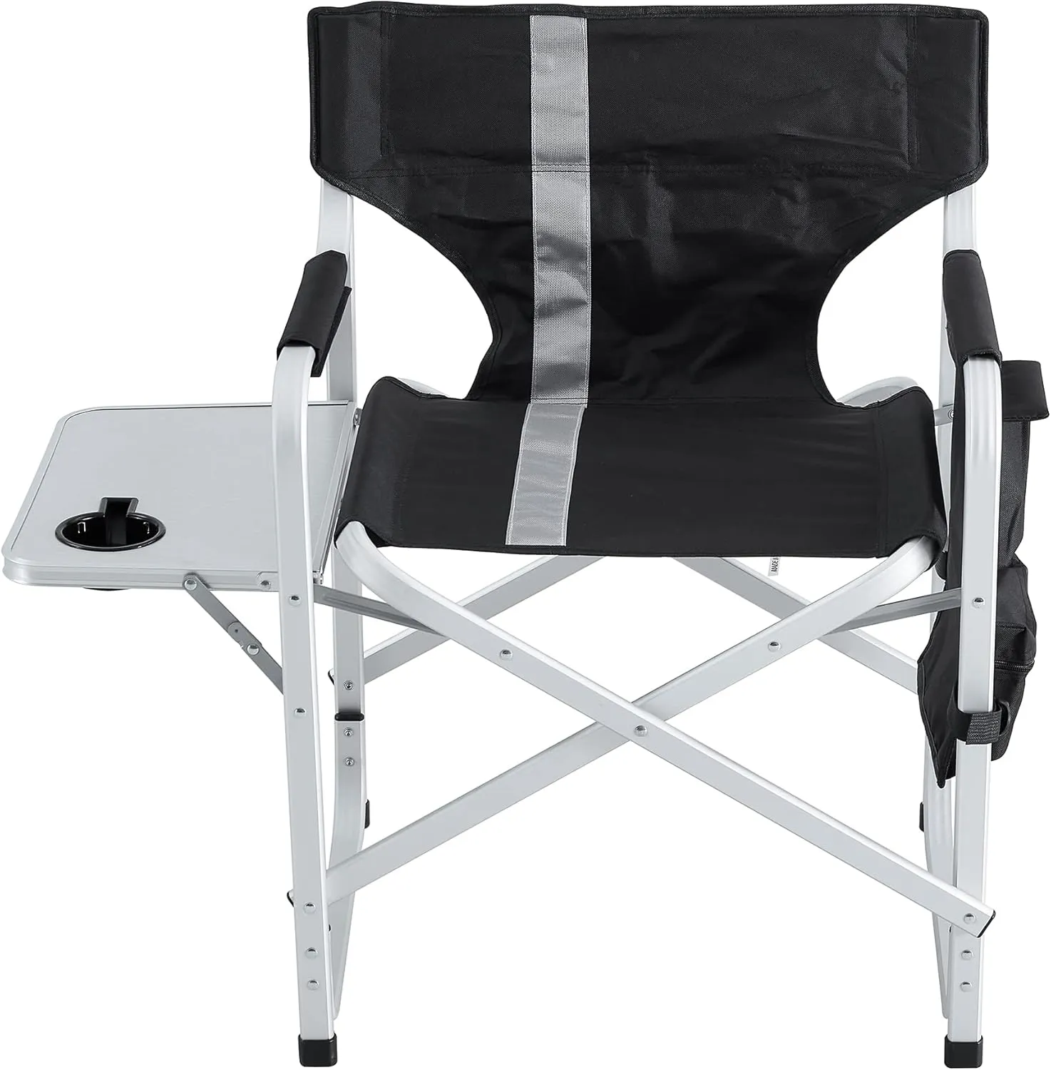 Oversized Heavy-Duty Aluminum Camping Chair with Oxford Cloth & Side Table - Portable Picnic & Fishing Seat (Black Gray)