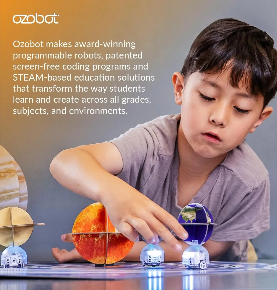 OzoGoes to Sun, Earth & Moon STEAM Kit: Ages 8  - Learn Celestial Movements, Critical Thinking, NGSS Aligned, Group Learning, Assembly Guide, QR Digital Lessons, Robot Not Included
