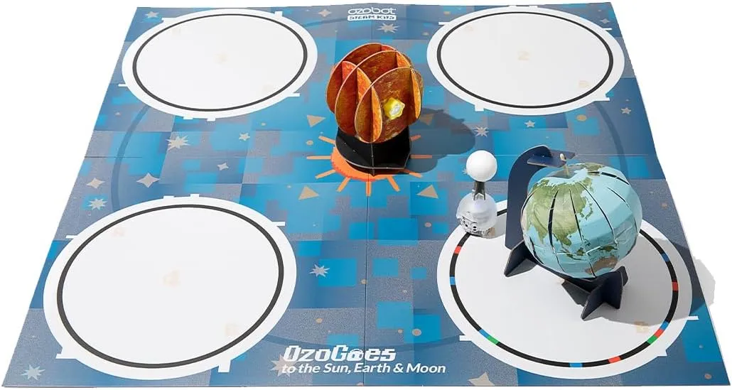 OzoGoes to Sun, Earth & Moon STEAM Kit: Ages 8  - Learn Celestial Movements, Critical Thinking, NGSS Aligned, Group Learning, Assembly Guide, QR Digital Lessons, Robot Not Included