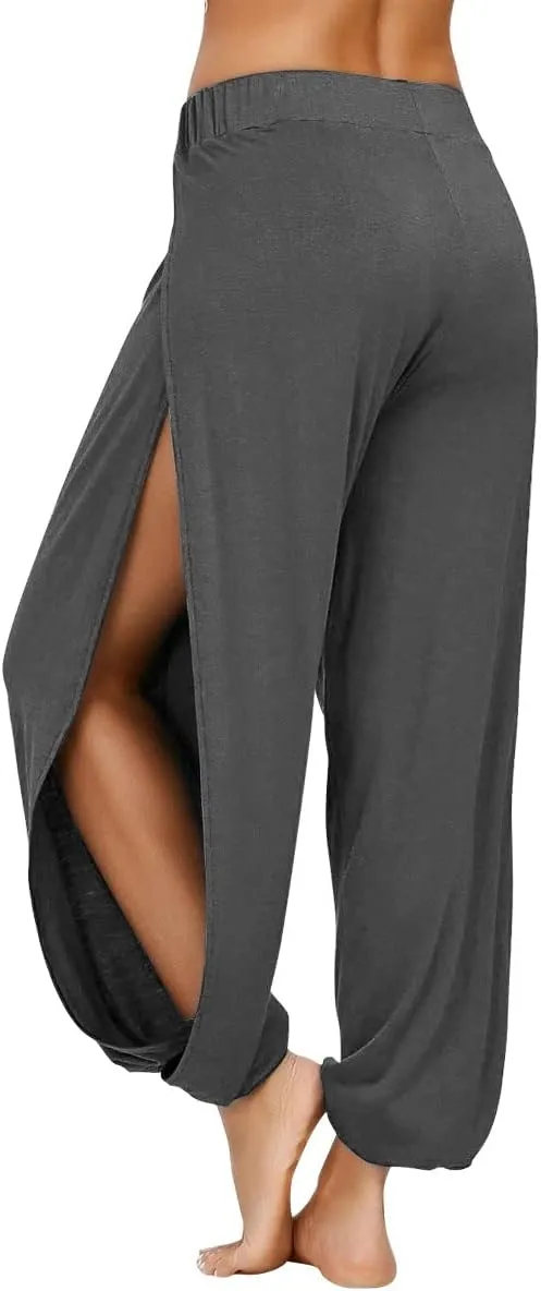 PACBREEZE Women's Yoga Harem Pants Side Slit Joggers Active Workout Sweatpants Beach Cover-up Pants