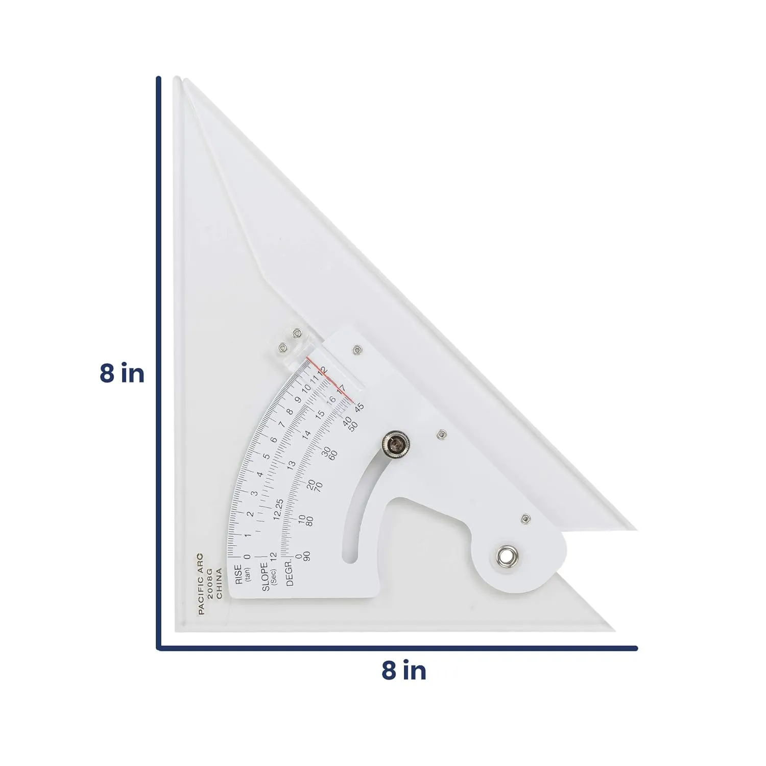 Pacific Arc Adjustable 8 Inch Triangle Plain Edge for Drafting, Architect, Engineer