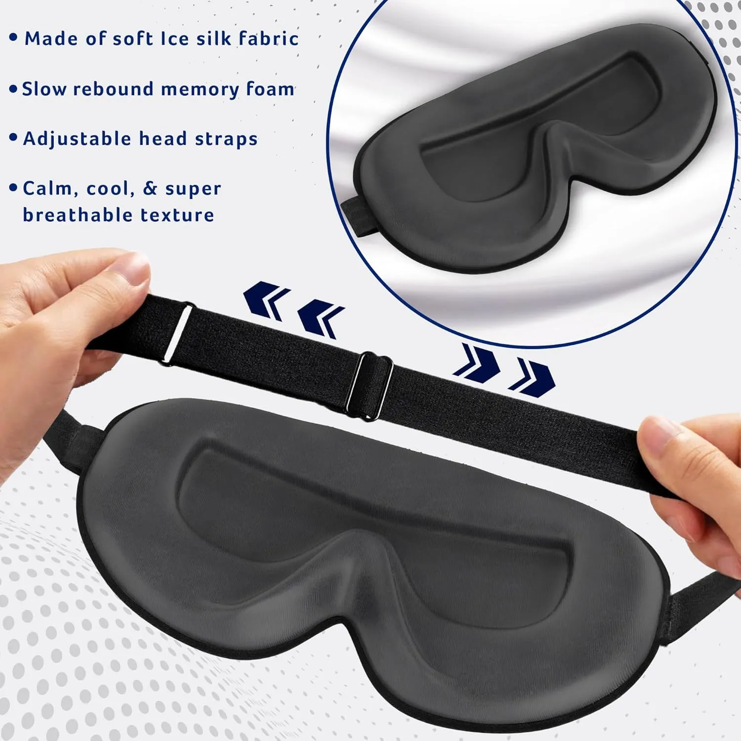 Pack of 2 Sleep Mask, Eye Mask for Sleeping, Eye Mask,100% Blackout Sleeping Mask, Sleep Masks for Men & Women, Zero Pressure Sleep Eye Mask with Adjustable Strap, Travel Essentials, 3D Sleep Masks