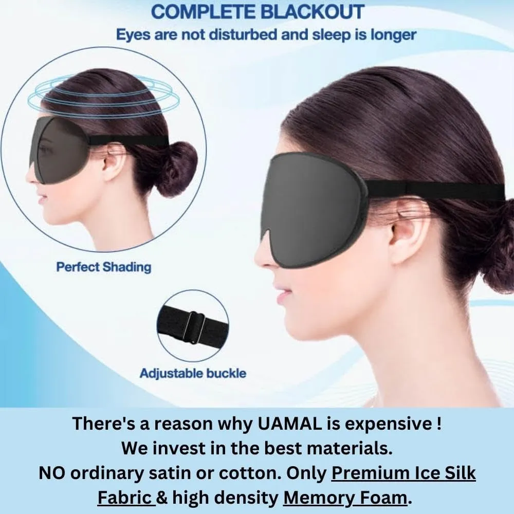 Pack of 2 Sleep Mask, Eye Mask for Sleeping, Eye Mask,100% Blackout Sleeping Mask, Sleep Masks for Men & Women, Zero Pressure Sleep Eye Mask with Adjustable Strap, Travel Essentials, 3D Sleep Masks