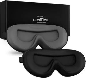 Pack of 2 Sleep Mask, Eye Mask for Sleeping, Eye Mask,100% Blackout Sleeping Mask, Sleep Masks for Men & Women, Zero Pressure Sleep Eye Mask with Adjustable Strap, Travel Essentials, 3D Sleep Masks