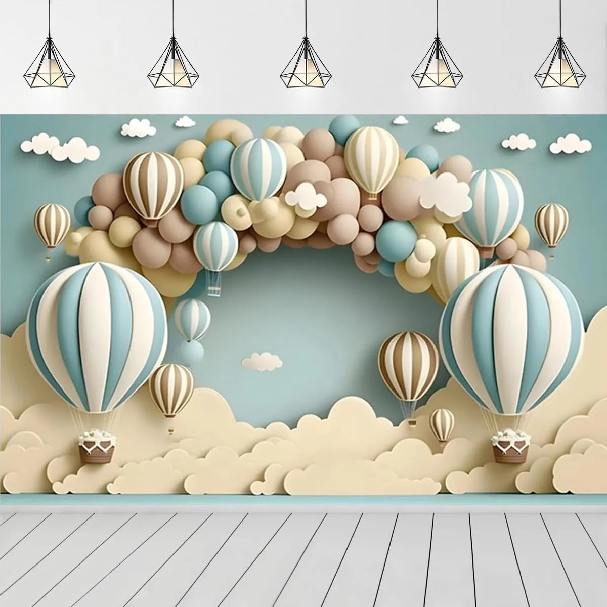 Painting Balloons Baby Shower Backdrop for Photoshoot Hot Air Balloon Newborn 1st Birthday Party Decorations Wedding Bridal Shower Birthday Party Cake Smash Backdrop,7X5FT