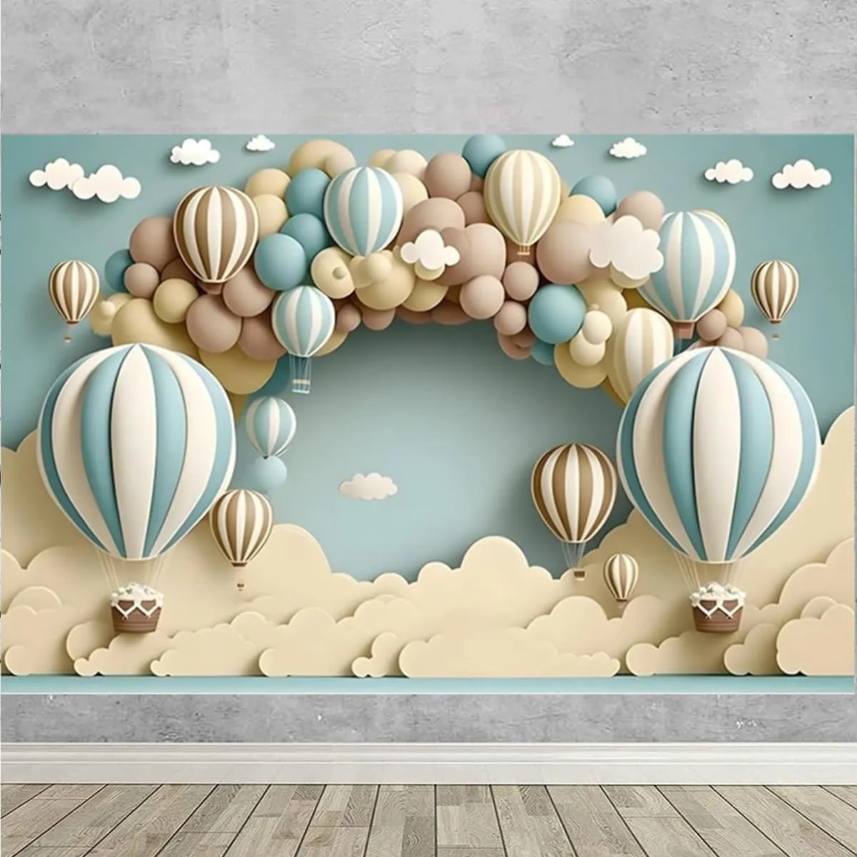 Painting Balloons Baby Shower Backdrop for Photoshoot Hot Air Balloon Newborn 1st Birthday Party Decorations Wedding Bridal Shower Birthday Party Cake Smash Backdrop,7X5FT