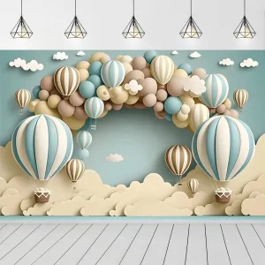 Painting Balloons Baby Shower Backdrop for Photoshoot Hot Air Balloon Newborn 1st Birthday Party Decorations Wedding Bridal Shower Birthday Party Cake Smash Backdrop,7X5FT