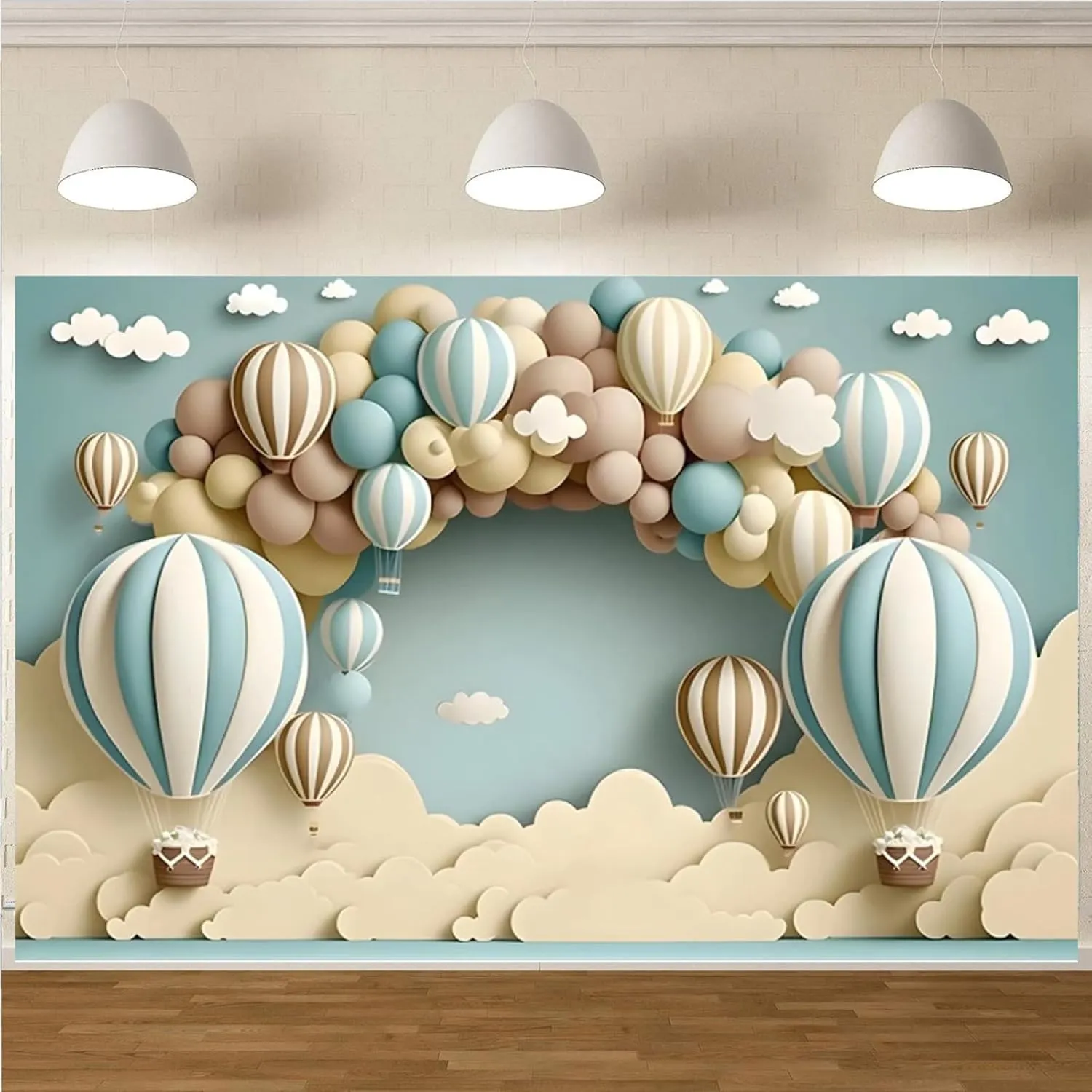 Painting Balloons Baby Shower Backdrop for Photoshoot Hot Air Balloon Newborn 1st Birthday Party Decorations Wedding Bridal Shower Birthday Party Cake Smash Backdrop,7X5FT