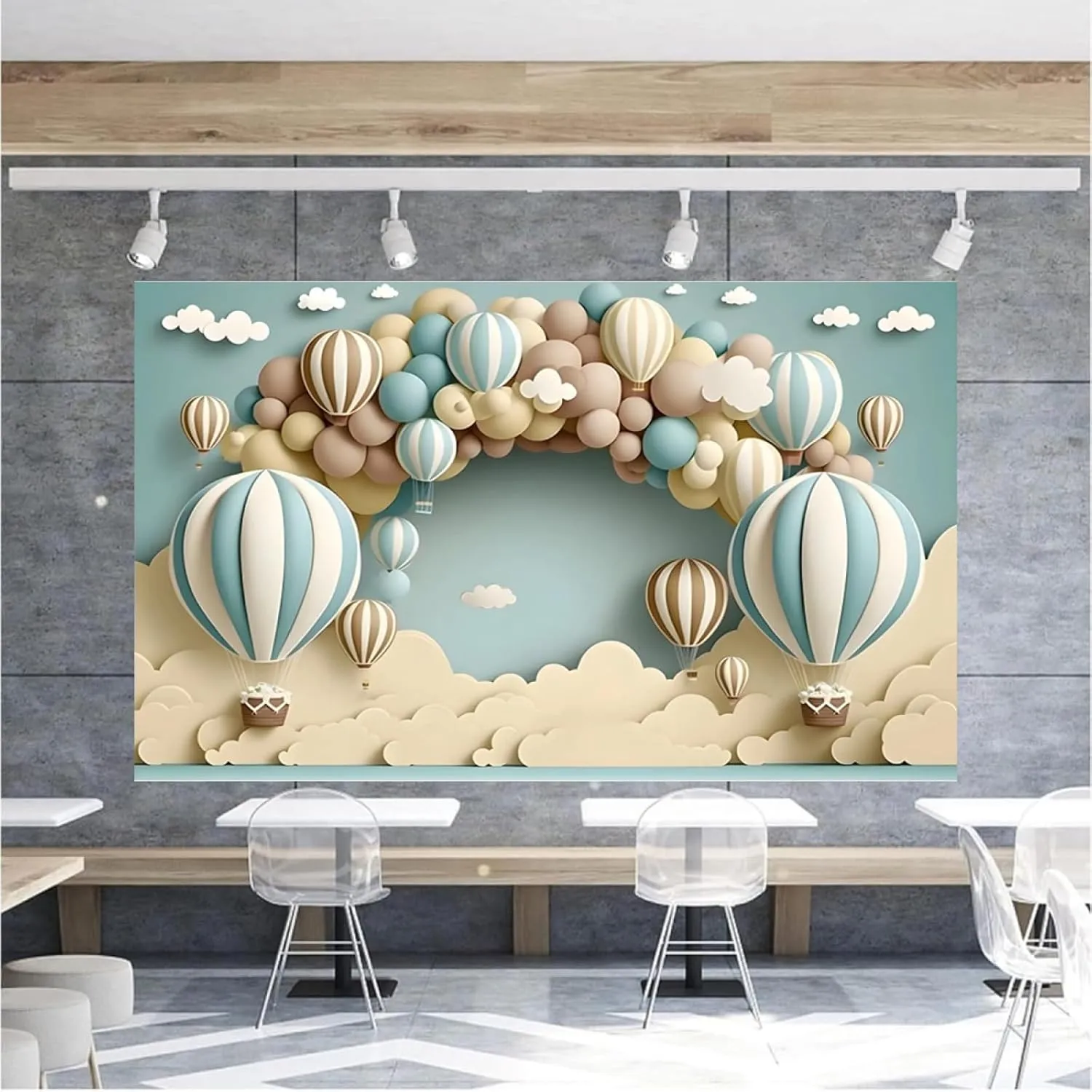 Painting Balloons Baby Shower Backdrop for Photoshoot Hot Air Balloon Newborn 1st Birthday Party Decorations Wedding Bridal Shower Birthday Party Cake Smash Backdrop,7X5FT