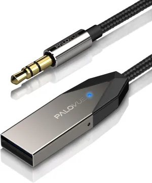 PALOVUE aptX Bluetooth 5.0 Receiver with Qualcomm CSR Wireless Car Kit for Music Streaming and Hands-Free Calling for Car Home Stereo with 3.5mm Aux Port No Charging Needed LinkFlow