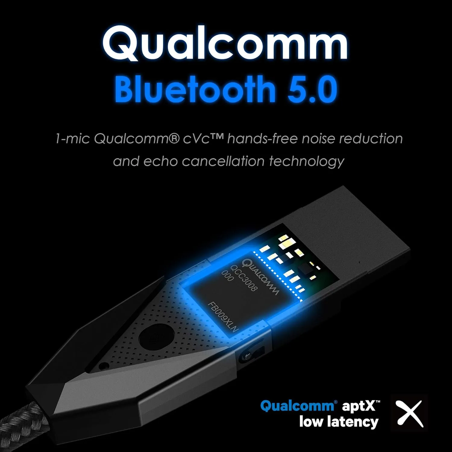PALOVUE aptX Bluetooth 5.0 Receiver with Qualcomm CSR Wireless Car Kit for Music Streaming and Hands-Free Calling for Car Home Stereo with 3.5mm Aux Port No Charging Needed LinkFlow