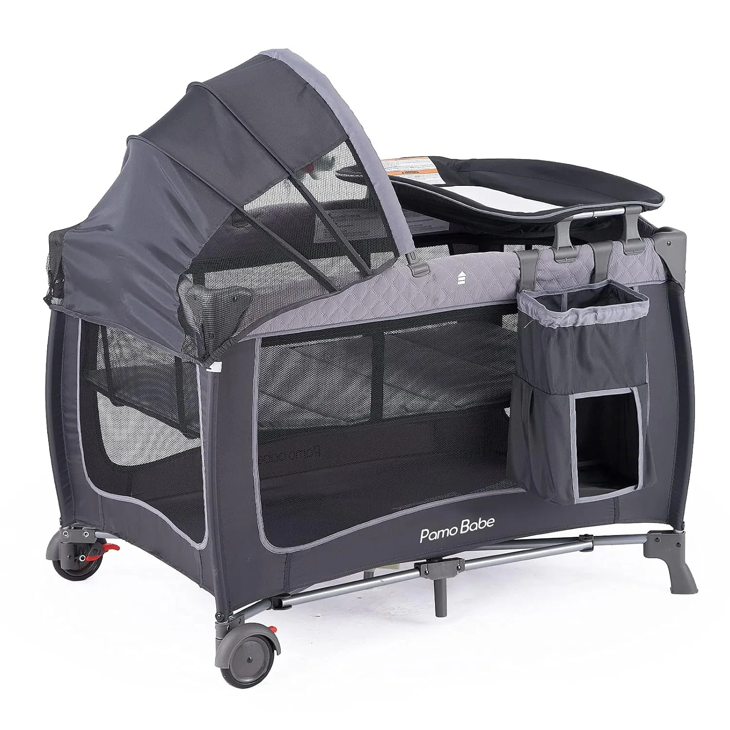 Pamo Babe Baby Playard with Canopy, Portable Crib with Changing Table