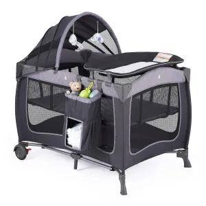 Pamo Babe Baby Playard with Canopy, Portable Crib with Changing Table