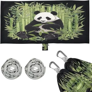 Panda Bear Black Camping Hammock, 330 lbs with 2 Tree Straps, Carry Bag, Single Portable Hammock for Outdoor/Indoor, Hiking, Beach, Backpacking, Travel
