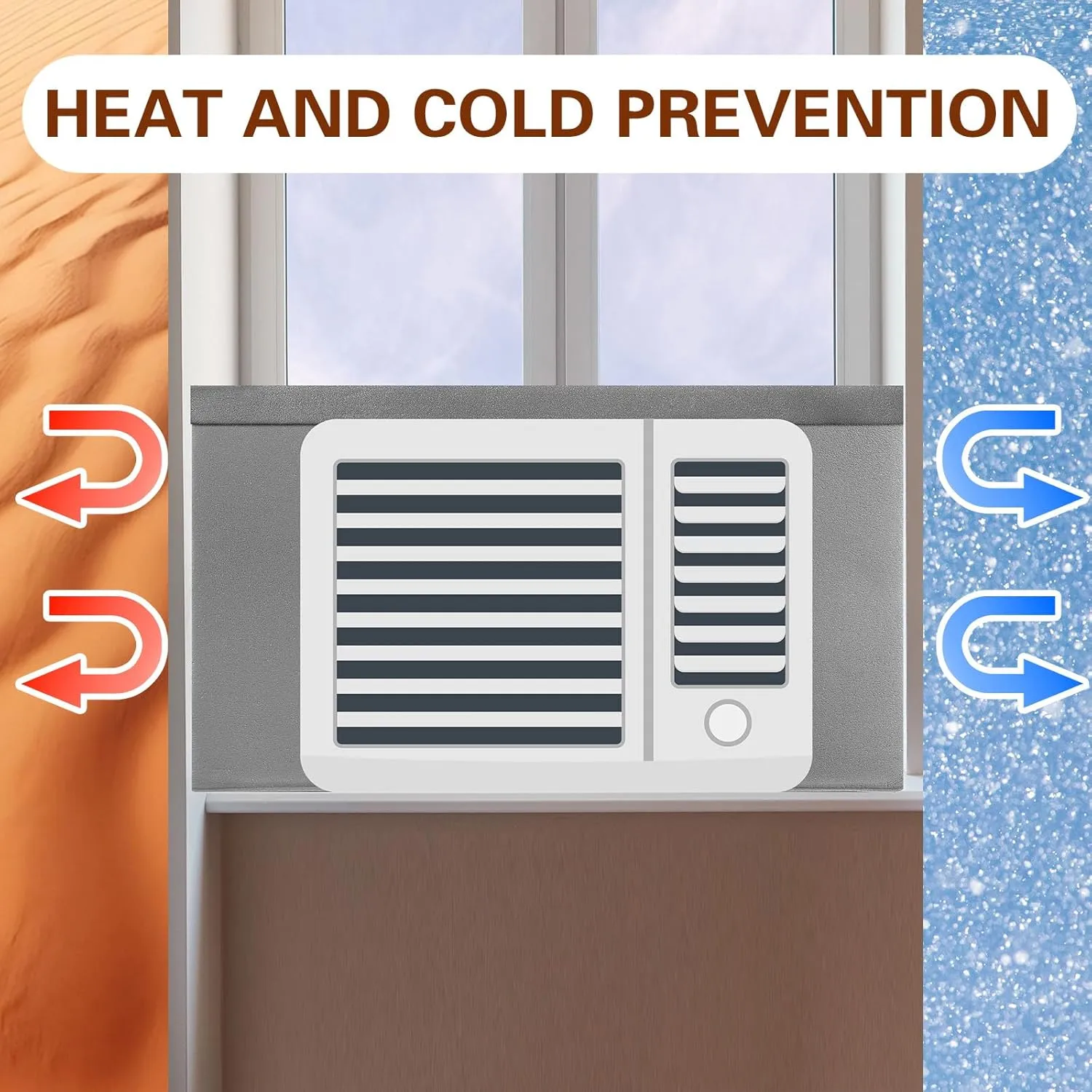 Pangda 4 Pcs Pcs 17 x 9 x 7/8 Inch Window Air Conditioner Insulated Foam Panels Insulation Winter Ac Side Surround Panels Kit with Top Seal Strip for Summer and Winter Indoor (Grey)