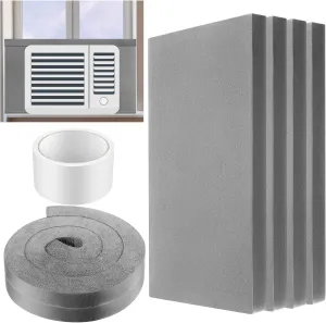 Pangda 4 Pcs Pcs 17 x 9 x 7/8 Inch Window Air Conditioner Insulated Foam Panels Insulation Winter Ac Side Surround Panels Kit with Top Seal Strip for Summer and Winter Indoor (Grey)
