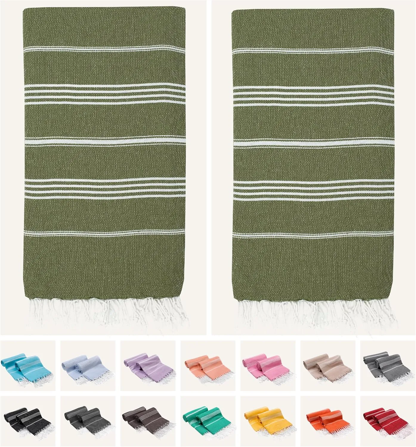 PARK & OZ Turkish Beach Towels 2-Pack – Oversized 100% Cotton Quick-Dry, Sand-Free & Ultra-Absorbent Blanket 72" x 40" – Lightweight Travel Towels for Beach, Pool, Spa, Gym, Camping & Home