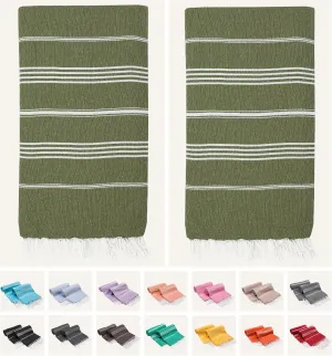 PARK & OZ Turkish Beach Towels 2-Pack – Oversized 100% Cotton Quick-Dry, Sand-Free & Ultra-Absorbent Blanket 72" x 40" – Lightweight Travel Towels for Beach, Pool, Spa, Gym, Camping & Home
