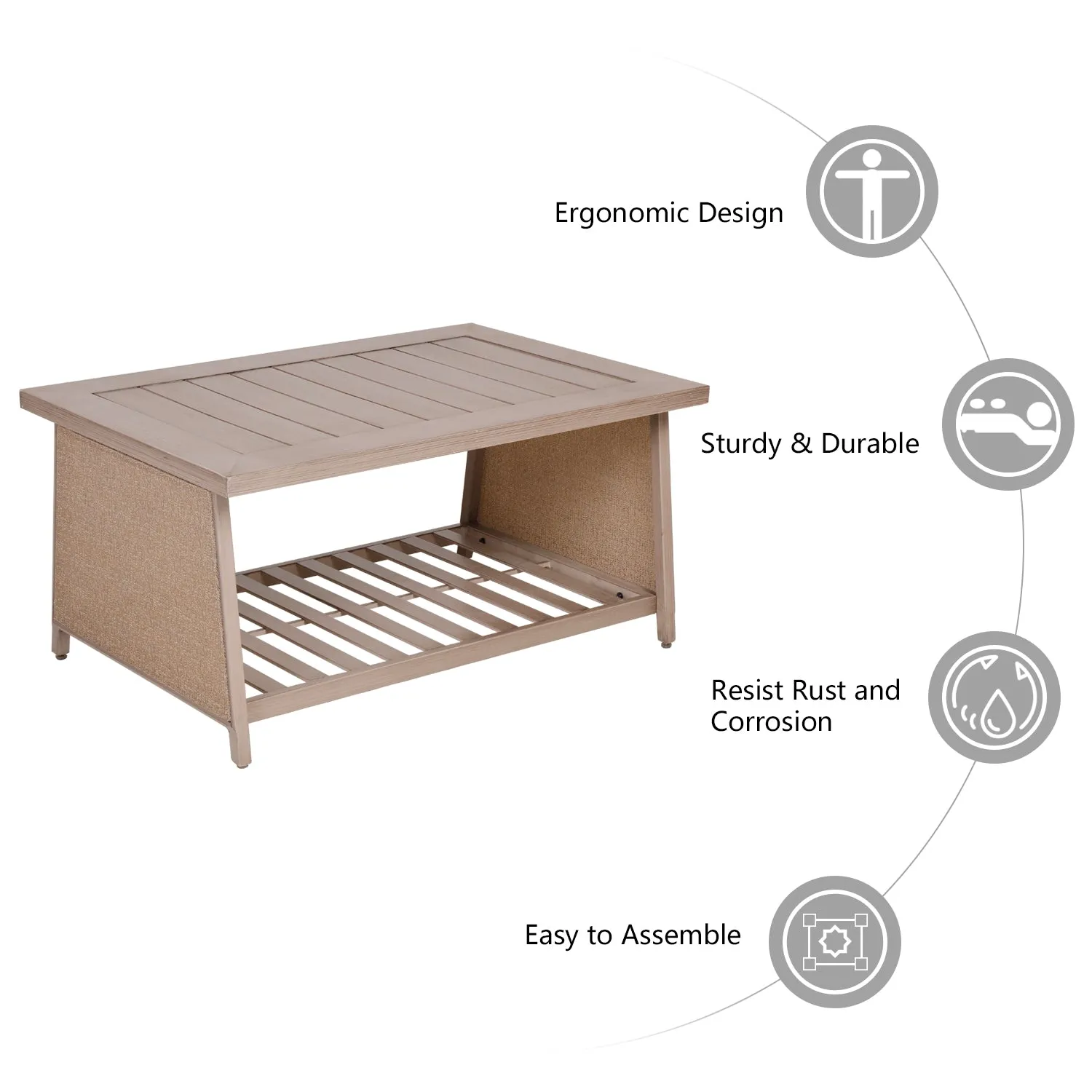 Patio Chat Table Quick-Drying Coffee Table Casual Garden Backyard Table
