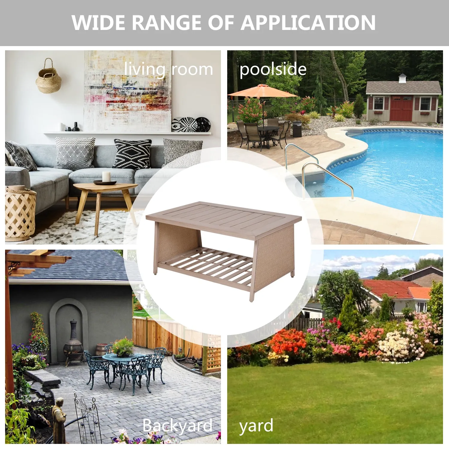 Patio Chat Table Quick-Drying Coffee Table Casual Garden Backyard Table