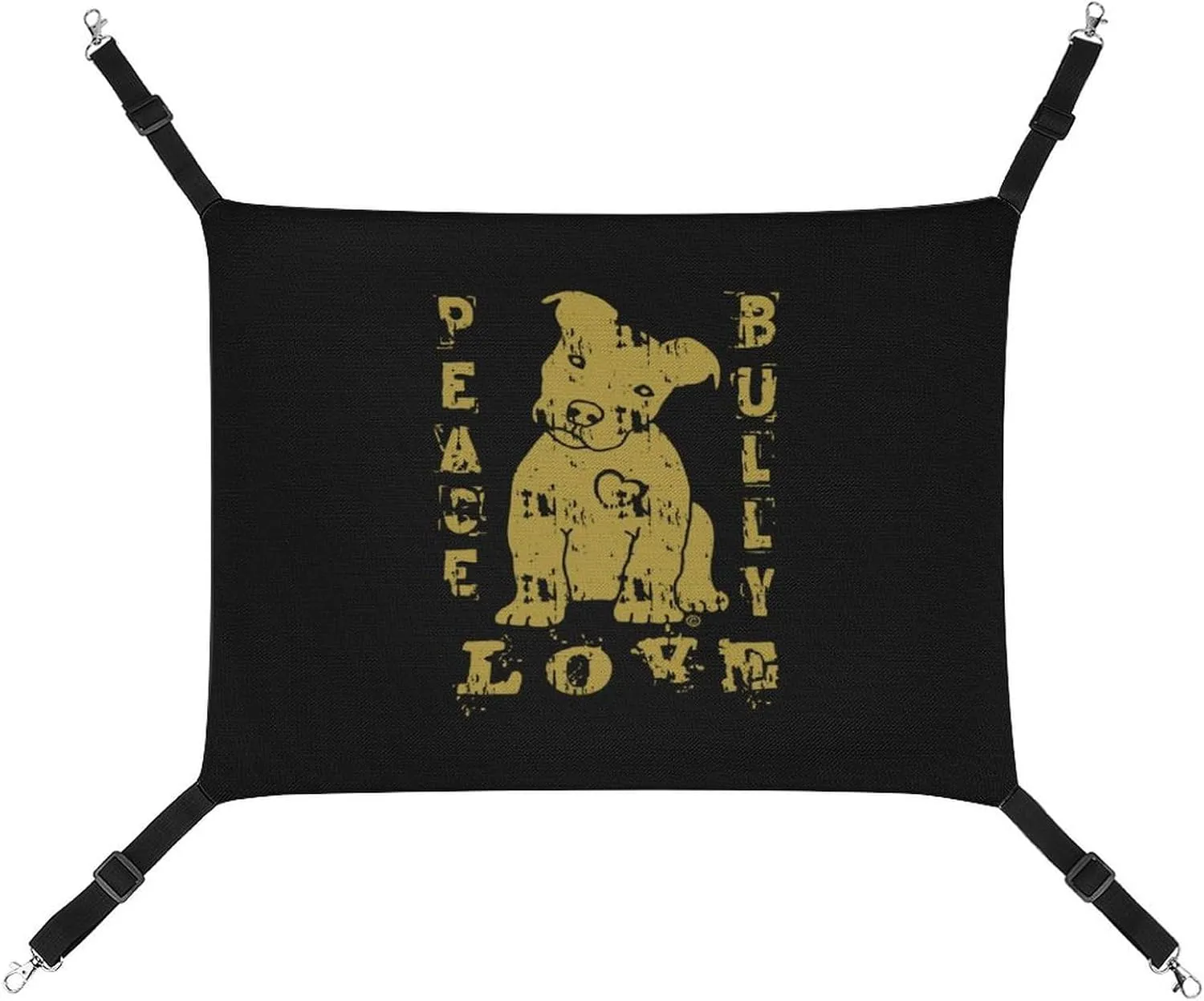 Peace Love Pit Bull Dog Hanging Cat Bed Soft Breathable Pet Hammock for Cage Pet Sleeper for Kitten Ferret Puppy Rabbit