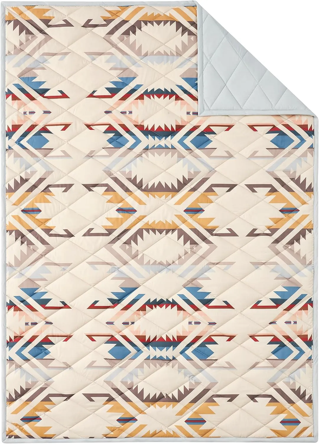 PENDLETON 17066 White Sands Camping Throw Blanket, Quilted Roll-Up Lightweight Soft Cotton Cozy Quilt, Western Aztec Blanket for Couch, Bed, Outdoor Picnic, Traveling, 50 x 70-Inch, Sandshell