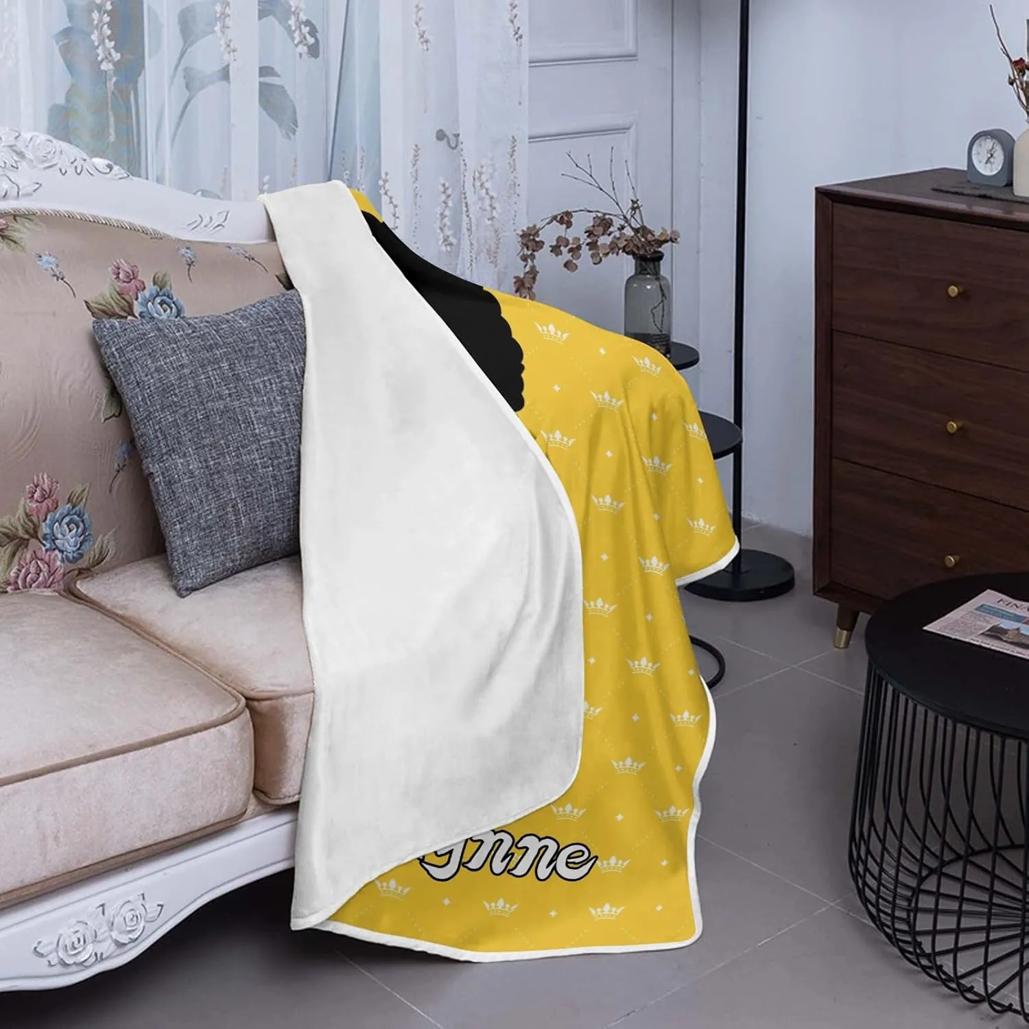Personalized Lemond Crown Princess Afro Girl Custom Cooling Blanket for Hot Sleeper,40x50 Inches for Boys Girls Men Women Pets,for Bedroom, Sofa,Camping Travel