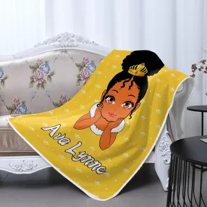 Personalized Lemond Crown Princess Afro Girl Custom Cooling Blanket for Hot Sleeper,40x50 Inches for Boys Girls Men Women Pets,for Bedroom, Sofa,Camping Travel