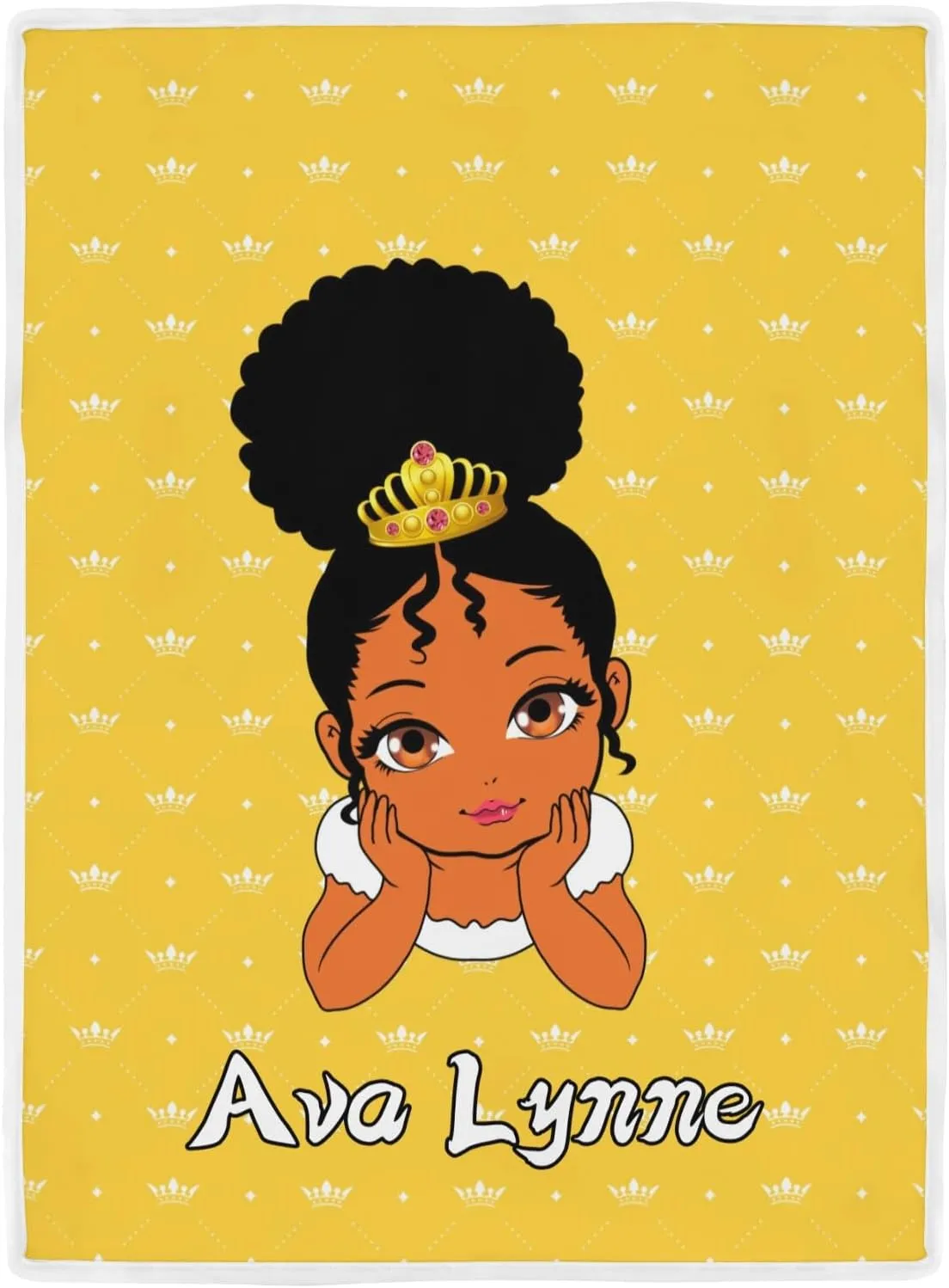 Personalized Lemond Crown Princess Afro Girl Custom Cooling Blanket for Hot Sleeper,40x50 Inches for Boys Girls Men Women Pets,for Bedroom, Sofa,Camping Travel