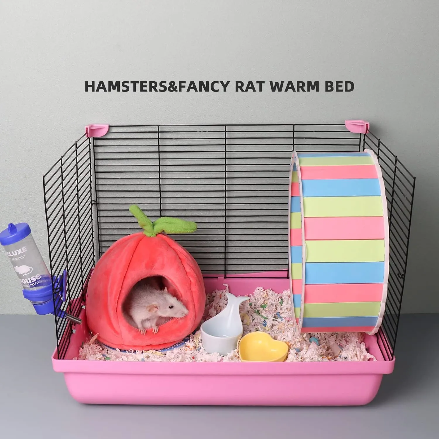 Pet Hideout House - Rat Beds, Small Animal Washable Cage Accessories - Hamster, Syrian Hideout, Sugar Glider Hammock for Dwarf Hamsters, Squirrel, Chipmunks - Pink