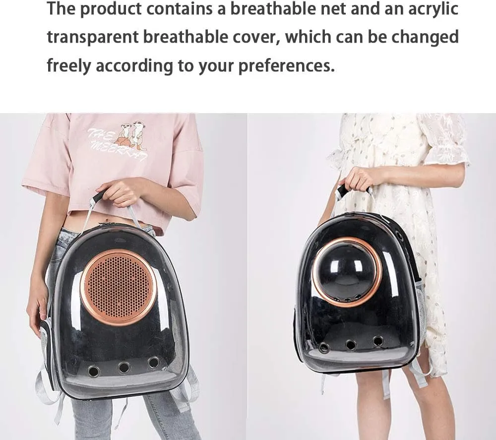 Pet Space Capsule Backpack, Small Medium Cat Puppy Dog Carrier, Transparent Breathable Heat Proof, Pet Carrier for Travel Hiking Walking Camping, Black