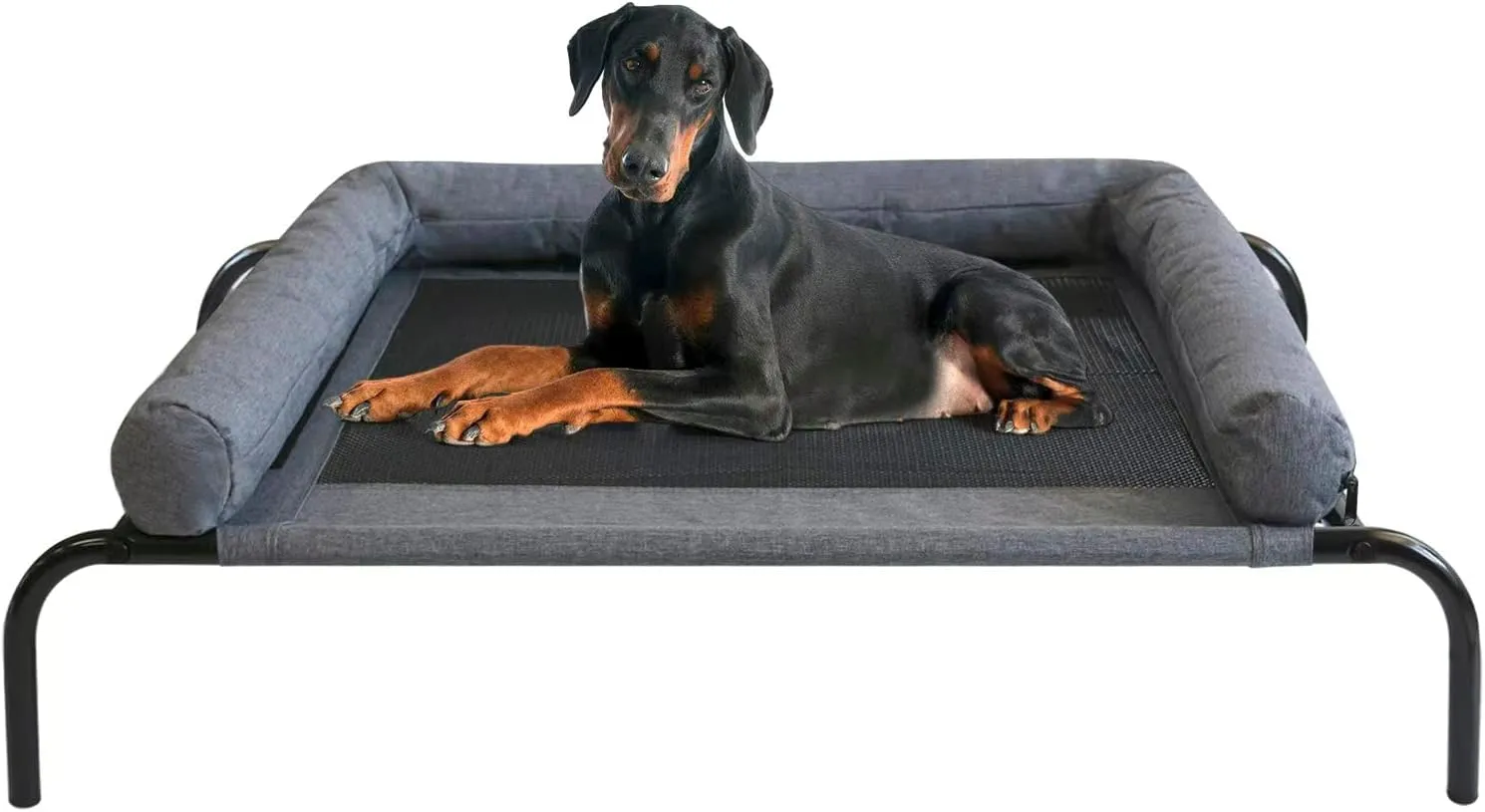 PETIME Cooling Elevated Pet Cushion Bed Raised Dog Cots for Small Dogs, Portable Indoor & Outdoor Pet Hammock, Frame with Breathable Mesh and Removable Bolsters (42 Inch)
