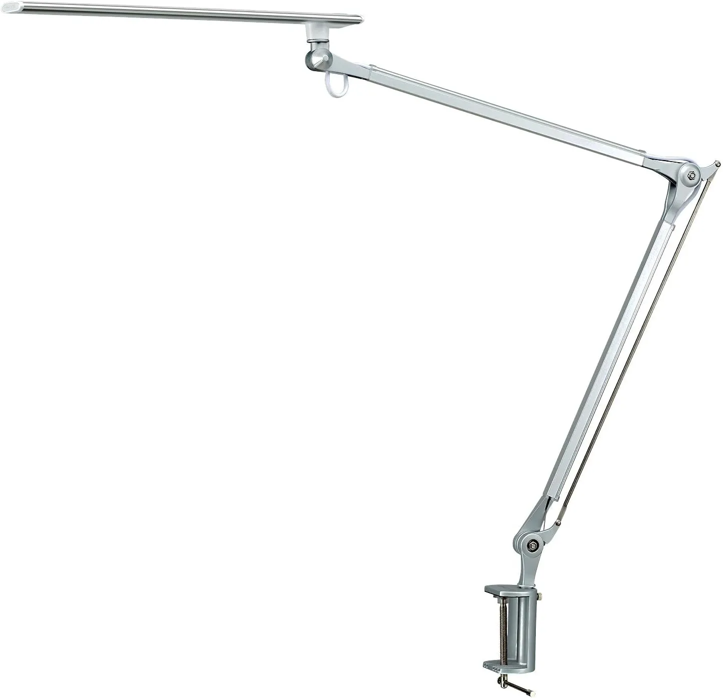 PHIVE CL-1 Architect Desk Lamp, LED Clamp on Desk Light with Metal Swing Arm, Eye-Caring Dimmable Drafting Table Lamp, Highly Adjustable Architect Task Light for Home/Office, Silver
