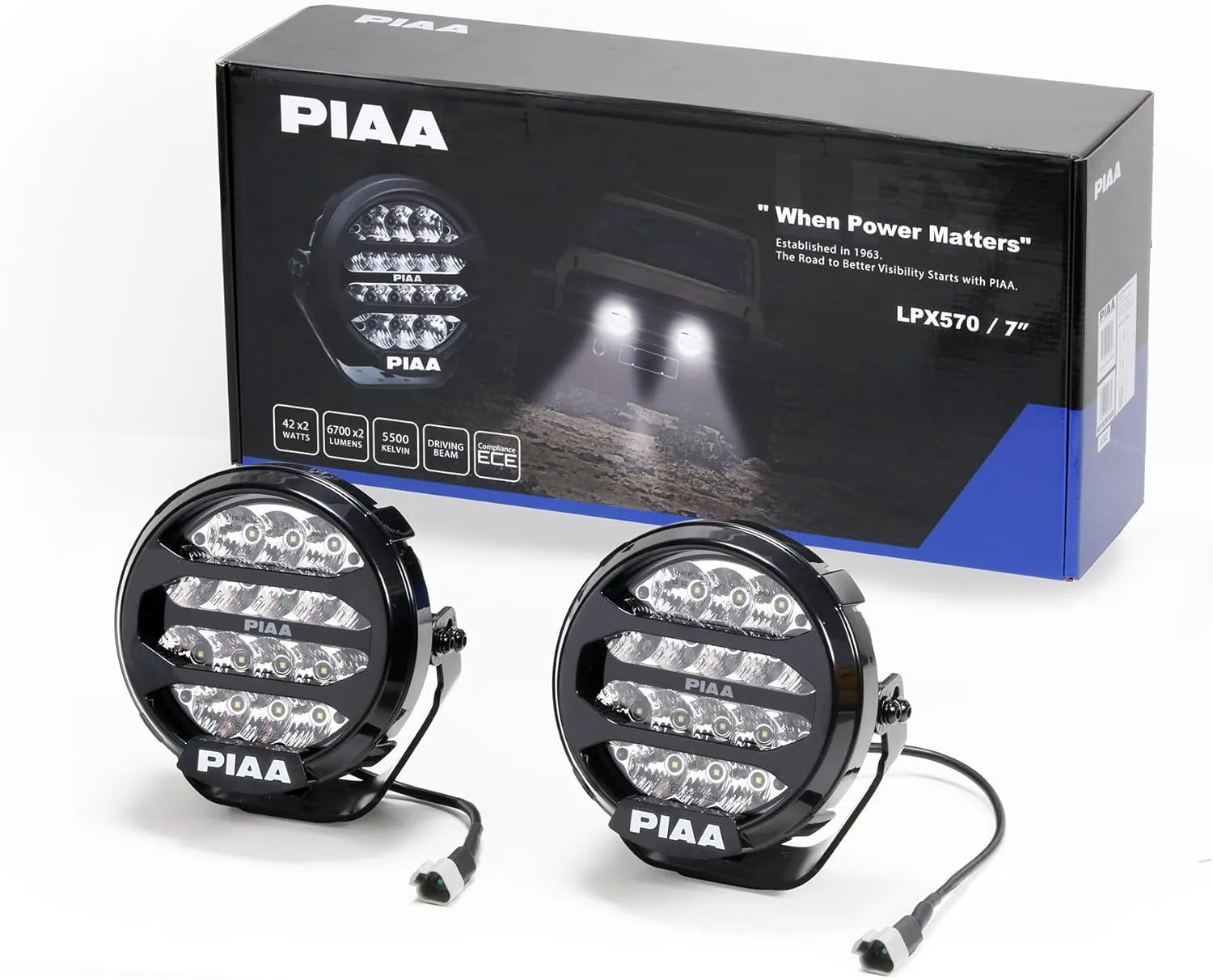 PIAA DKX575E Auxiliary Lamps, LPX Series Auxiliary Light 7 inch, White, Pack of 2 Kit