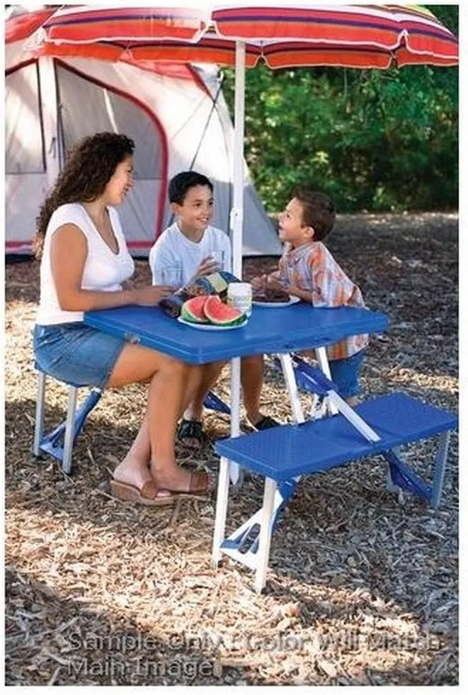 PICNIC TIME NCAA North Carolina Tar Heels Folding Picnic Table - Camping Table - Outdoor Table with Umbrella Hole